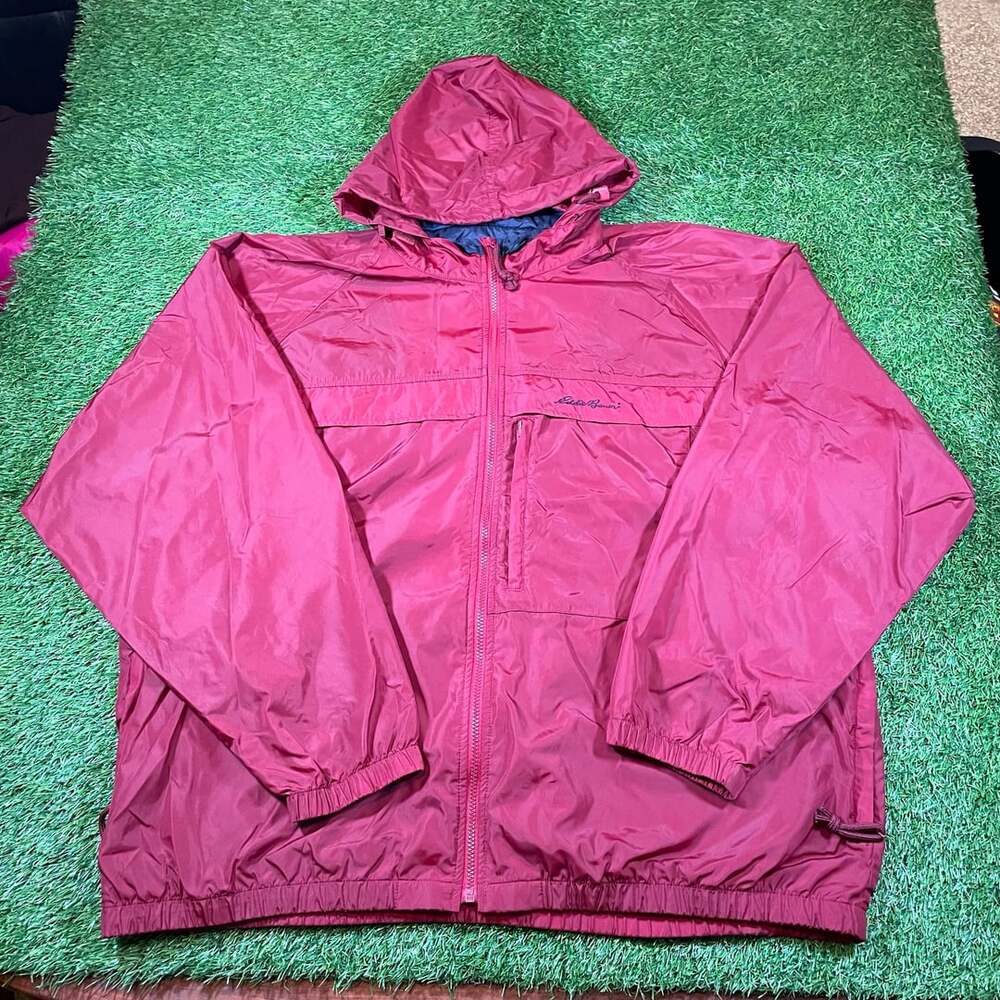 Eddie Bauer Pink Nylon Hooded Windbreaker Jacket XL